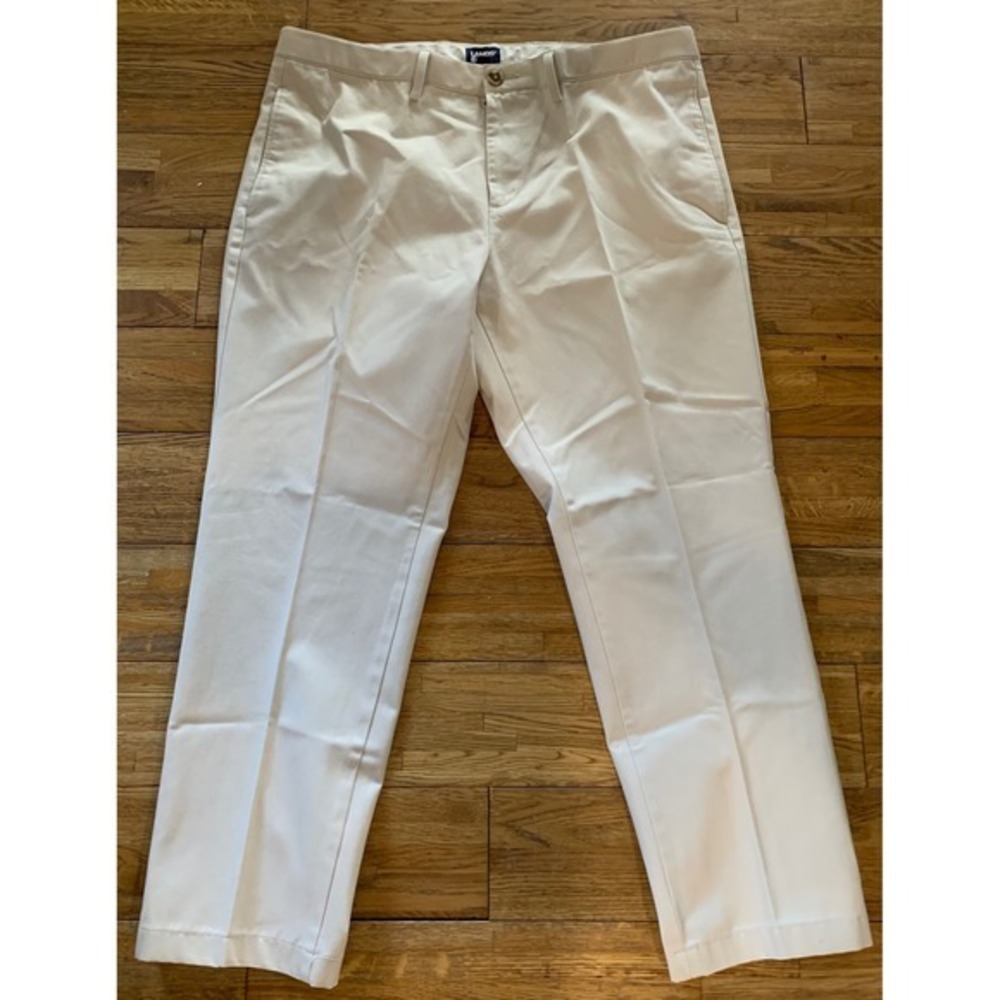 2 Pair-Lands End Traditional Fit Chino Straight Leg Flat Front Preppy Classic-38 - Picture 14 of 15